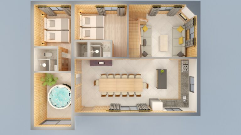 Map of the ground floor in Chalet Snow Paradise